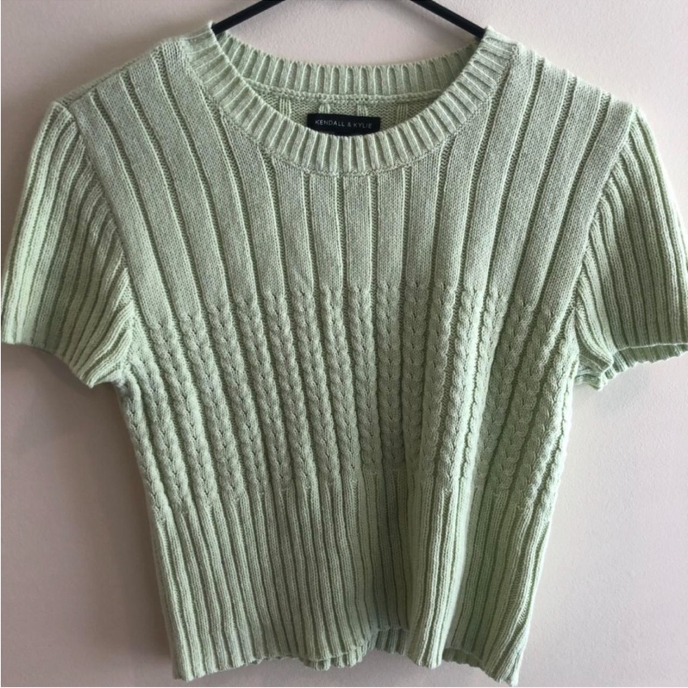 Pacsun Kendall and Kylie Short Sleeve Cable Knit Sweater Top